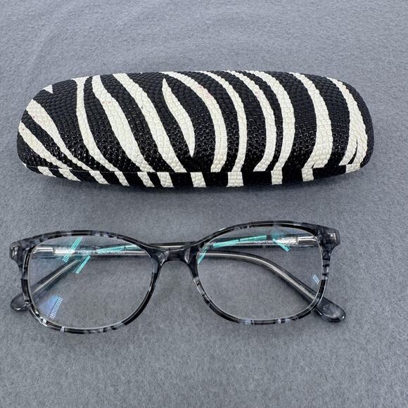 Karen Kane Petites Night Owl Eyeglasses Frames Marble 49-16-145 Zebra Case - Picture 1 of 12